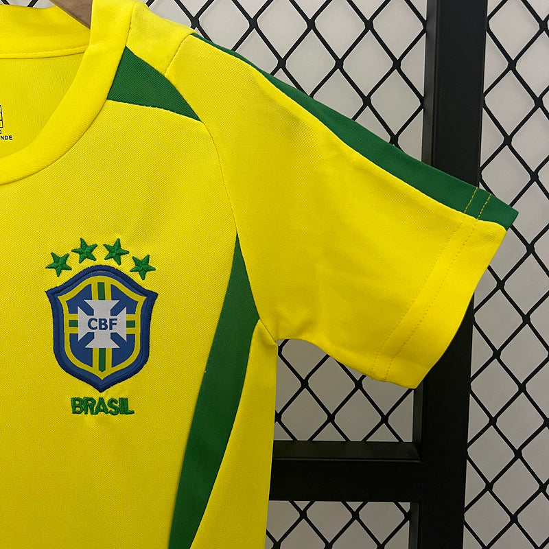 Conjunto Retrô Infantil Seleção Brasil l 2002 - Modelo Torcedor