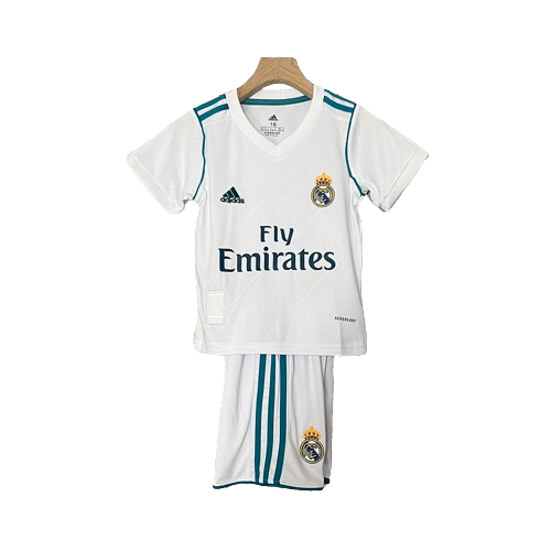 Conjunto Retrô Infantil Real Madrid l 2017/18 - Modelo Torcedor