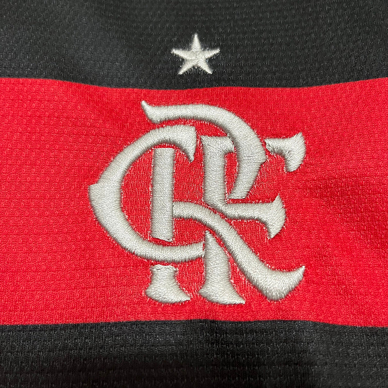 Conjunto Infantil Manga Longa CR Flamengo l 2024/25 Rubro-Negro - Modelo Torcedor