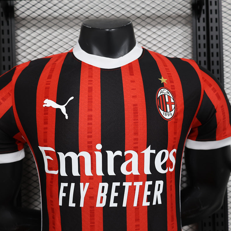 Camisa Milan l 2024/25 Vermelha e Preta - Modelo Jogador