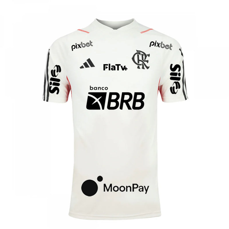 Camisa CR Flamengo c/ Patrocínios Treino 2023/24 Branca - Modelo Torcedor