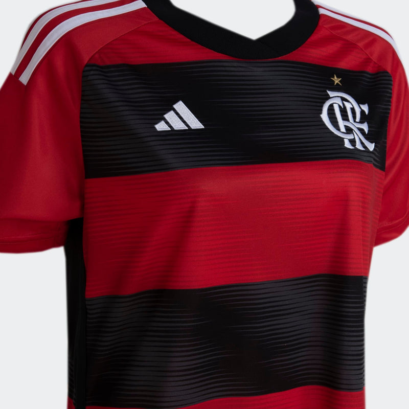 Camisa Feminina CR Flamengo l 2023/24 Rubro-Negra - Modelo Baby Look