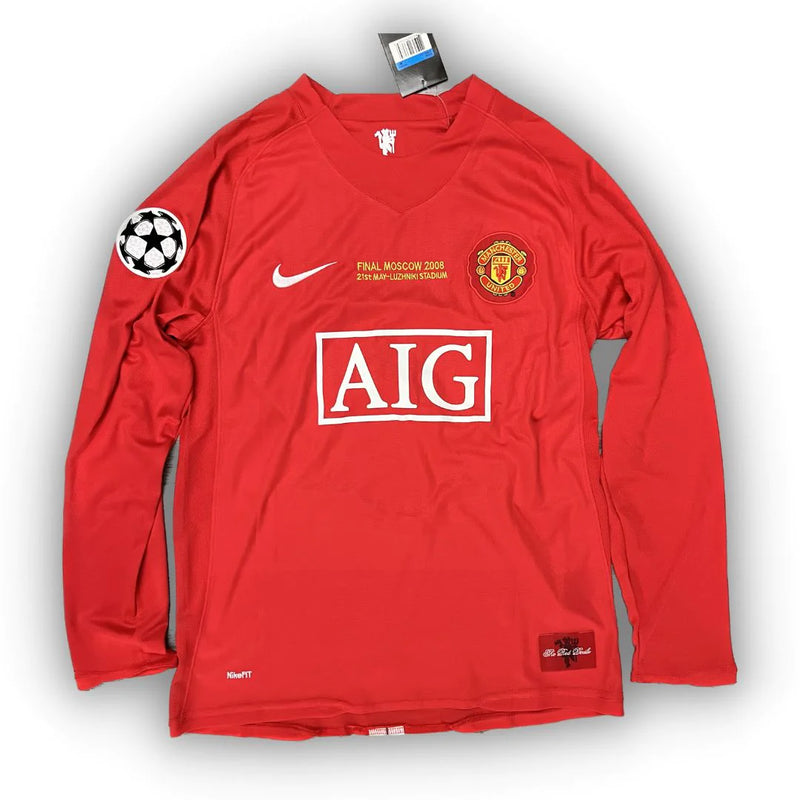 Camisa Retrô Manchester United  Manga Longa 2007/08 Home