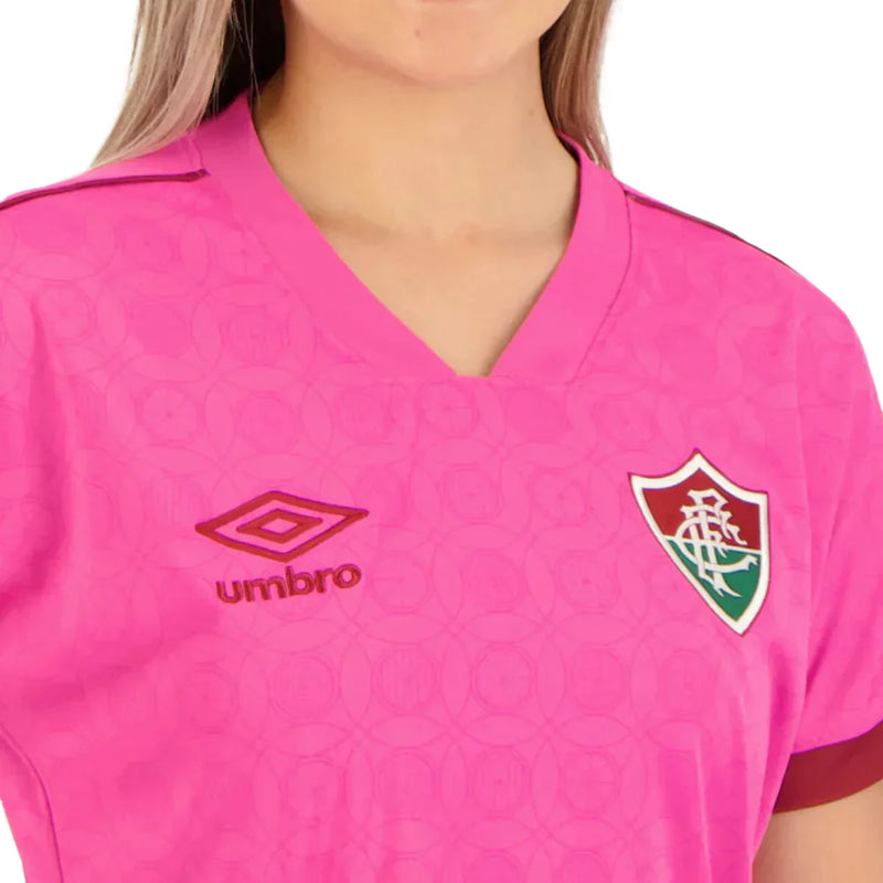 Camisa Feminina Fluminense Outubro Rosa 2023/24 - Modelo Baby Look