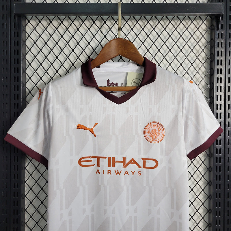 Conjunto Infantil Manchester City ll 2023/24 Branco - Modelo Torcedor